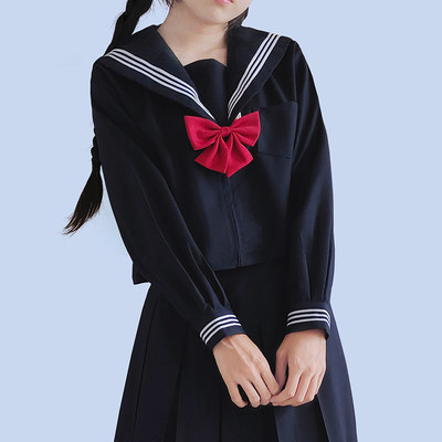 浓绀 黑白三本上衣基础款jk制服中间服关西襟水手服优等生 不良 虎窝淘