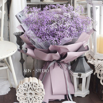 生日礼物干花束满天星超大束鲜花速递毕业网红ins礼物干花真天然 虎窝淘