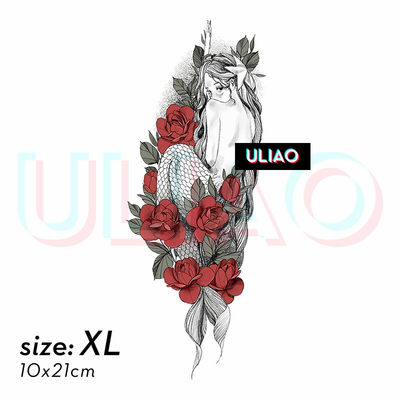 有料uliao 暗黑系蛇女花臂纹身贴防水持久性感诱惑个性大图案半臂 虎窝淘