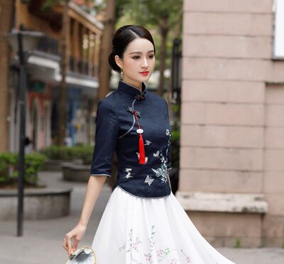 21春夏中国风旗袍女装新款旗袍改良唐装民国风复古旗袍上衣汉服 虎窝淘