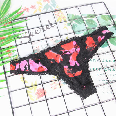 P74 女生性感小码少女网纱半透诱惑丁字裤涂鸦个性t女性居家内裤 虎窝淘