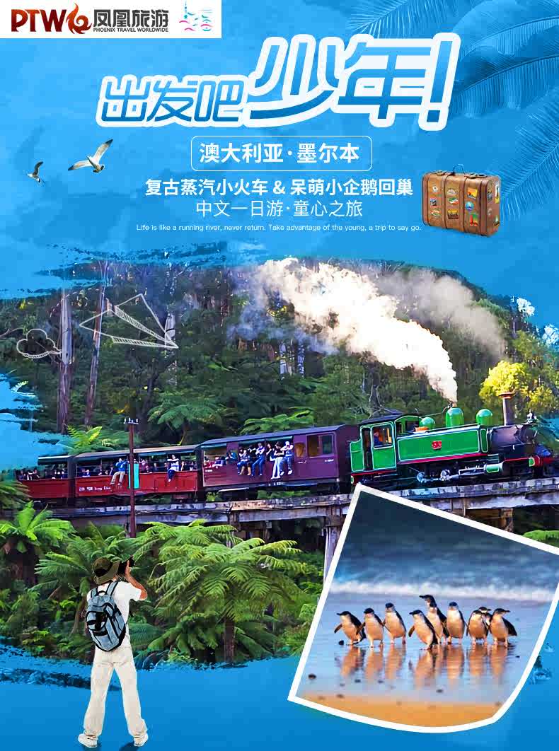 宏城旅游 澳大利亚墨尔本企鹅岛蒸汽小火车亲