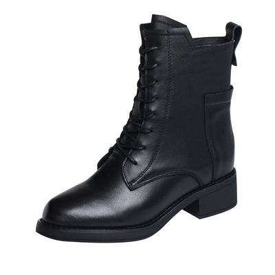 大码女鞋41到43平底真皮马丁靴