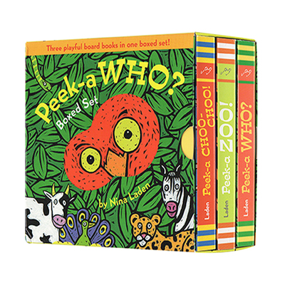 英文原版绘本 Peek-a Who/Zoo/CHOO CHOO 猜猜我是谁 躲猫猫洞洞纸板书 3册盒装 0-3岁宝宝的启蒙 peekaboo