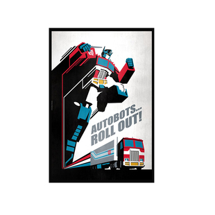 变形金刚擎天柱大黄蜂装饰画80后怀旧动画片海报复古挂画有框画