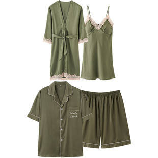 冰丝情侣睡衣女夏季性感吊带裙睡袍2026年新款薄款短袖男两件套装