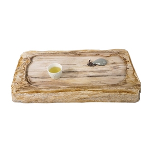 木化石茶盘茶具摆件家用大号石材茶海干泡木纹石茶盘办公石头茶台