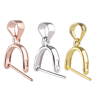 纯银吊坠扣925夹扣项链DIY配件卡翡翠玉佩银扣头扣子玫瑰金色万能