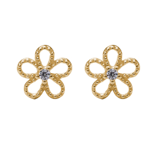 S925纯银五叶花小耳钉女 小众简约迷你镶钻合成锆石花朵耳环网红