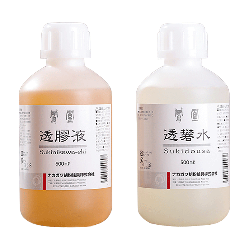 日本中川凤凰工笔画国画调胶用透矾水胶矾水透胶液宣纸绢熟宣漏矾用胶水国画岩彩矿物颜料粉末加胶姜思序堂