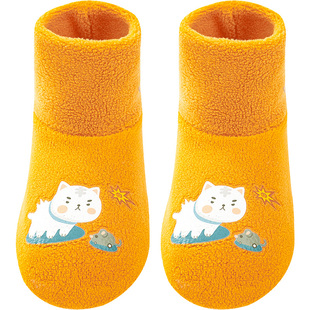 宝宝地板袜秋冬儿童防滑袜套加绒厚底中筒婴儿学步袜高筒保暖鞋套
