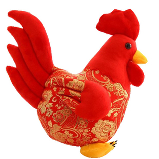 婚庆红色鸡毛绒玩具压床公仔小鸡玩偶公鸡母鸡布娃娃结婚抱鸡一对