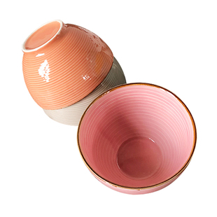 创意日式陶瓷米饭碗家用浮雕菜碗汤碗沙拉碗微波炉饭碗个性餐厅碗