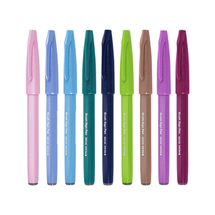 日本pentel派通TOUCH秀丽笔软头毛笔Brush笔书法练字彩色新小楷Pen花体英文字帖手账贺卡彩绘日系ins美术用