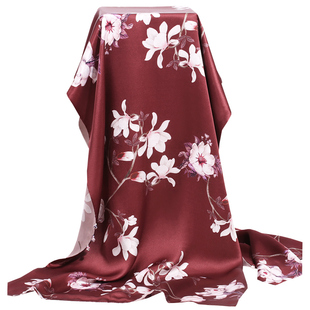 披肩女真丝桑蚕丝旗袍礼服外搭盘扣枣红色围巾两用中年妈妈款丝巾