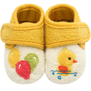 小茸0-2宝宝学步鞋婴童纯羊毛柔软家居鞋小鸭气球软底防滑室内鞋