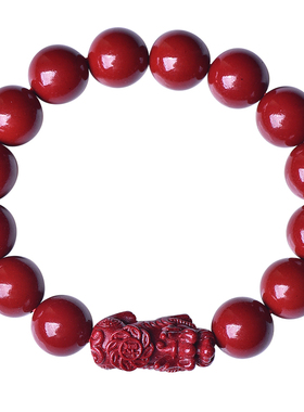 红绡原矿红色真朱砂貔貅手链天然原石护身男女本命年皮丘手串饰品