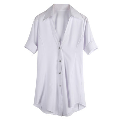 显瘦长款性感深v衬衫沐足工作服