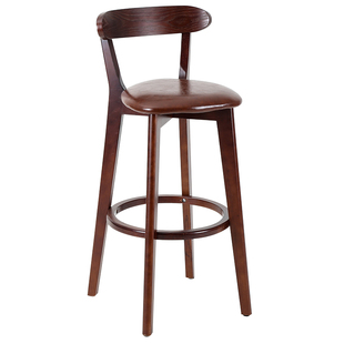 北欧实木家用靠背吧台椅轻奢简约高脚凳吧台凳奶茶店前台酒吧椅子