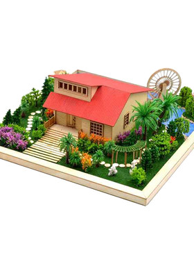 建筑沙盘模型diy手工摆件木质