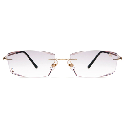 万金宝无框切边眼镜金色抗辐射