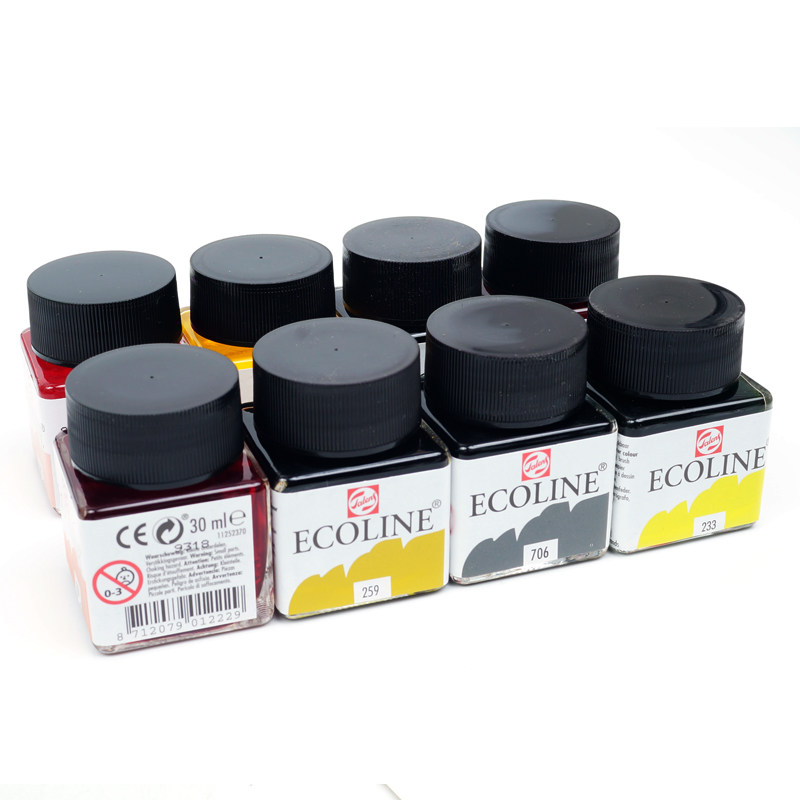 泰伦斯Ecoline伊考伦水色彩色墨水 透明水彩液体水彩钢笔彩色墨水 全系48色 金色