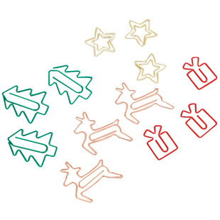 锦一文具 圣诞的歌玫 异形瑰金盒装回形针几何造型多功能韩版书签 可爱曲别针小号小清新创意金属别针 24枚