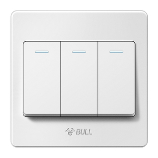 公牛三开双控开关面板墙壁16a大功率三位三联照明电灯3开按钮家用