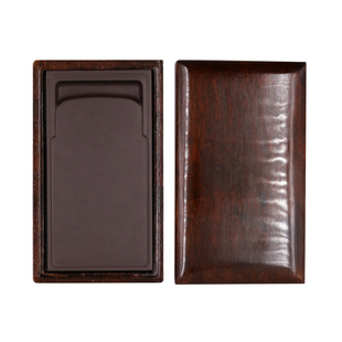 合三舍 肇庆端砚 6寸宋坑砚台书法专用淌池门字素砚带盖精品石砚原石料天然老坑安徽歙砚磨墨条墨块高档墨海