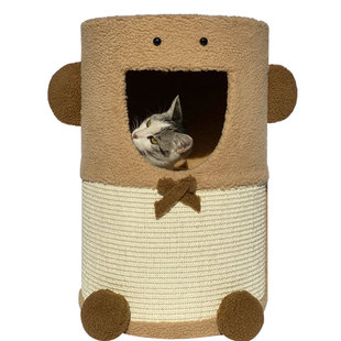 三层实木猫窝猫爬架一体猫屋剑麻桶猫别墅豪华多层床头柜上下双层