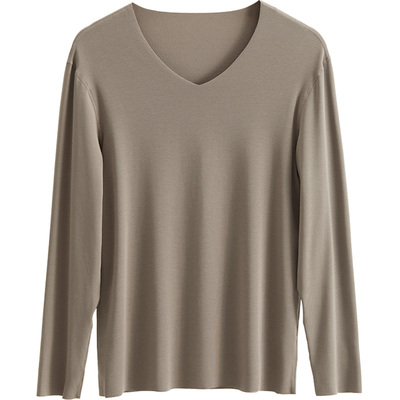 加绒莫代尔无痕V领男士保暖内衣