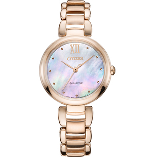 citizen西铁城手表光动能休闲简约气质贝母盘女士表EM0533-82Y