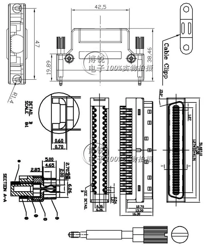 SCSI68P Cổng kết nối cắm HPDB nam cuối dây hàn vỏ sắt loại vít scsi68P lõi DB loại 68 lõi vỏ sắt