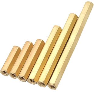 双通六角铜柱 平头空心铜柱螺柱 直通孔机箱主板铜柱螺丝隔离柱