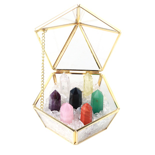 天然水晶碎石原石水晶柱矿石净化收纳盒器皿消磁碗书桌小夜灯摆件