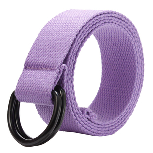 粉色黑扣帆布腰带女牛仔裤网红酷ins潮流韩国双环扣细窄布料皮带