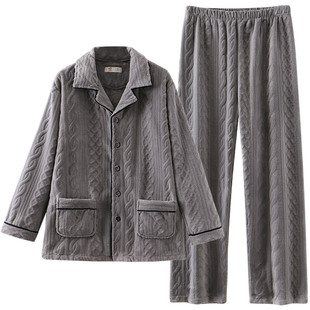 睡衣男士秋冬款冬季珊瑚绒加绒加厚保暖法兰绒家居服男款冬天套装