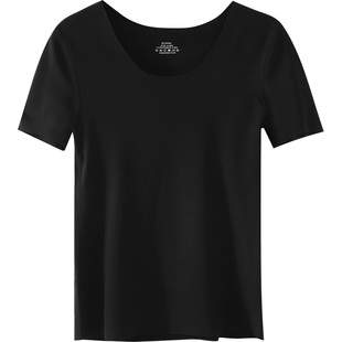 保暖短袖女加绒加厚秋衣冬季无痕发热内衣半袖t恤七分中袖打底衫