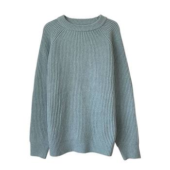 ເສື້ອຢືດເສື້ອຢືດຄໍ Round neck trendy lazy style 2020 new Korean style loose solid color versatile sweater pullover top for women