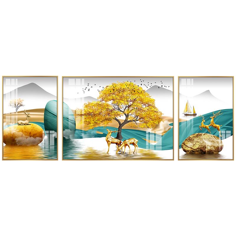 北欧客厅沙发背景墙有框挂画墙画