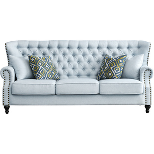 美式轻奢布艺沙发组合小户型棉麻乳胶单双三人位现代简约客厅家具