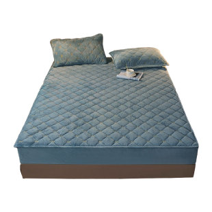 水晶绒床笠单件加厚牛奶珊瑚绒夹棉床罩冬季保暖床垫套防滑三件套