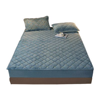 水晶绒夹棉床笠冬季保暖床罩防滑