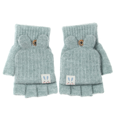 羊毛手套女冬季ins翻盖写打字