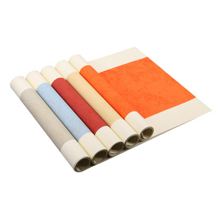 四尺对开 三尺对开 酒红瀛海纹 蜡染笺条屏空白半生熟宣纸对联 书法作品毛笔海浪纹小楷篆书隶书比赛国展投稿