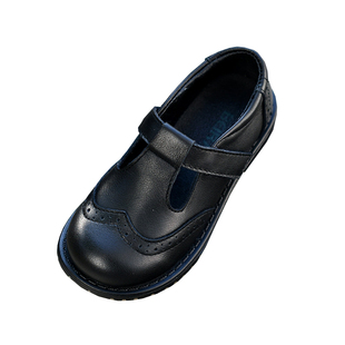 贝然童鞋女童皮鞋真皮鞋子黑色单鞋英伦儿童白色女宝女孩软底演出