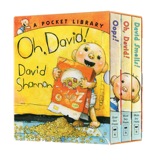 Oops Oh David smells 大卫3册盒装英文原版绘本 David Shannon 宝宝手掌纸板故事书 吴敏兰绘本123书单 亲子情商英语启蒙家庭早教