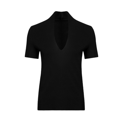 基础款后构想法式深V领针织上衣