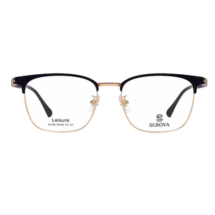 SEROVA施洛华全框男眼镜框商务近视眼镜复古大框眉线框配镜SL448
