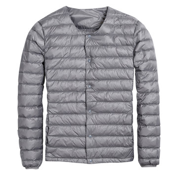 2023 New Thin Down Jacket Men's Collarless Warm Inner Large Neck Round Neck Inner Thin V-neck Jacket